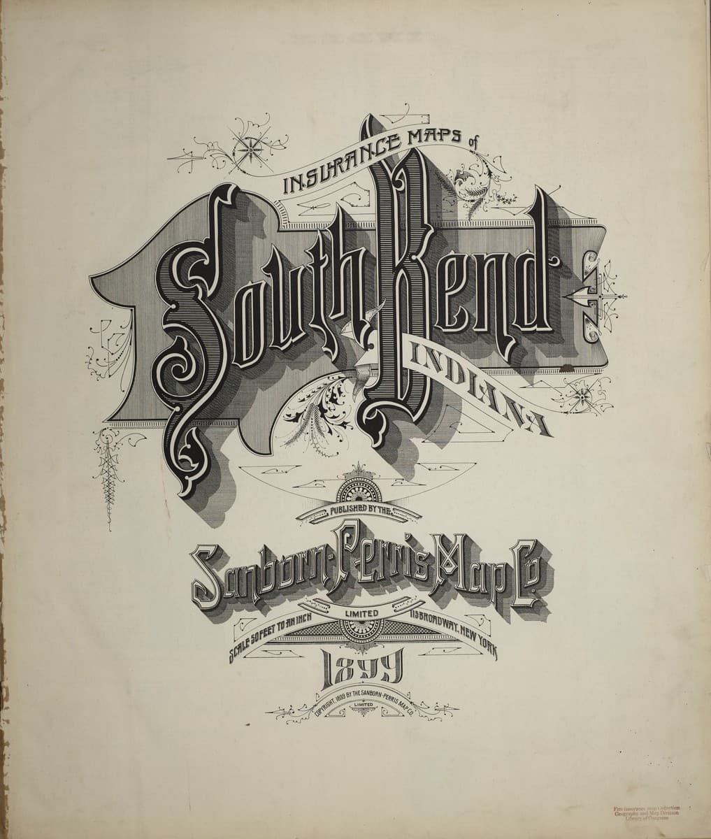 Framed print of South Bend, Indiana (1899)