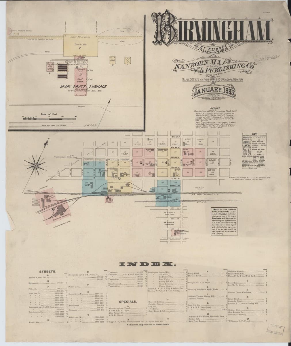 Sanborn Fire Insurance Map: Birmingham, Alabama (1885)