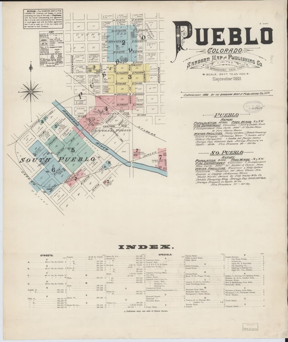 Framed print of Pueblo, Colorado (1883)