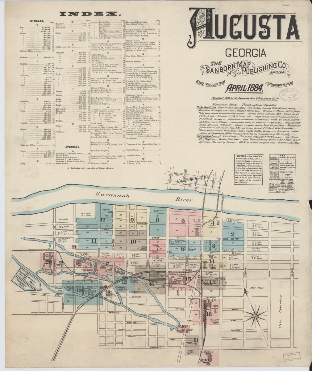 Framed print of Augusta, Georgia (1884)