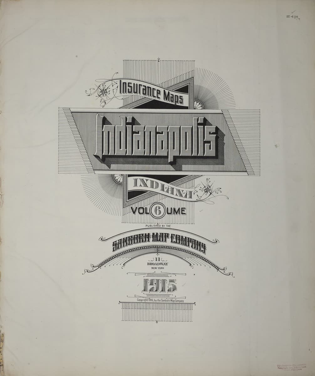 Sanborn Fire Insurance Map: Indianapolis, Indiana (1915)