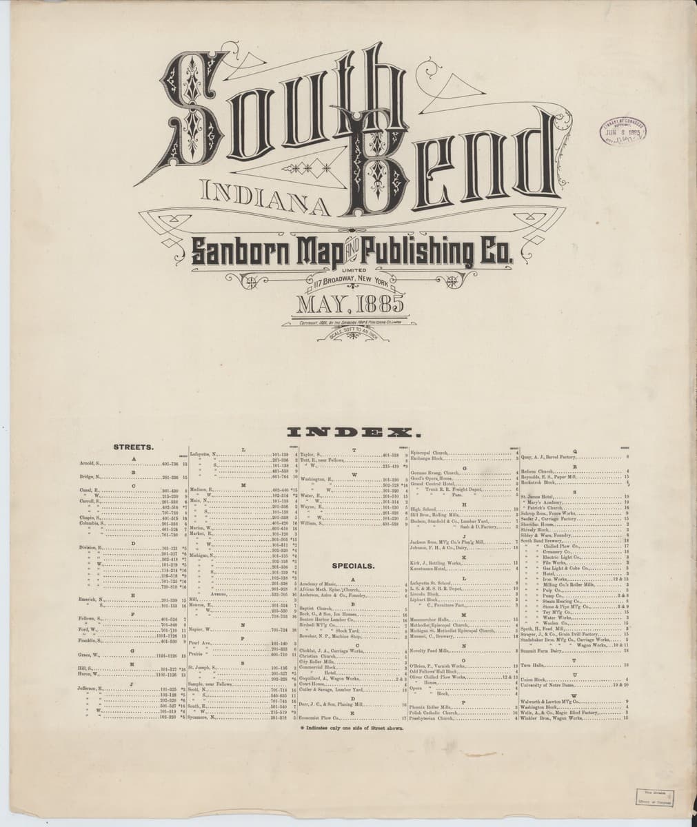 Sanborn Fire Insurance Map: South Bend, Indiana (1885)