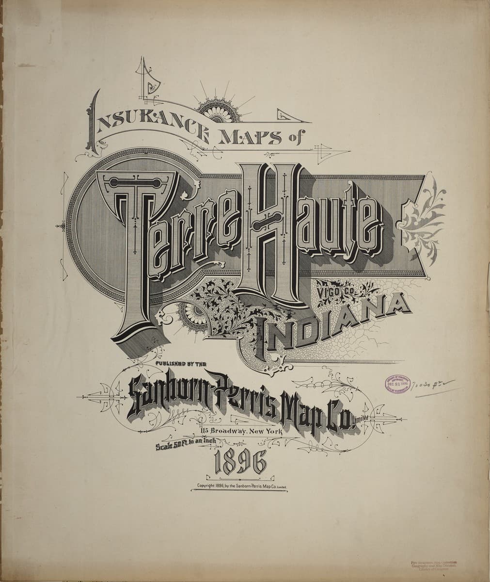 Framed print of Terre Haute, Indiana (1896)