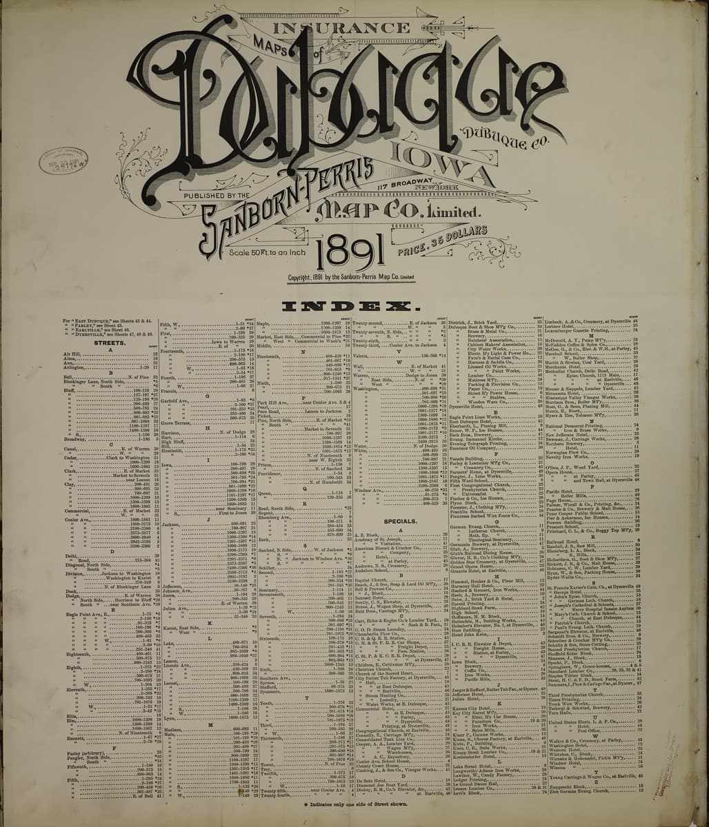 Sanborn Fire Insurance Map: Dubuque, Iowa (1891)