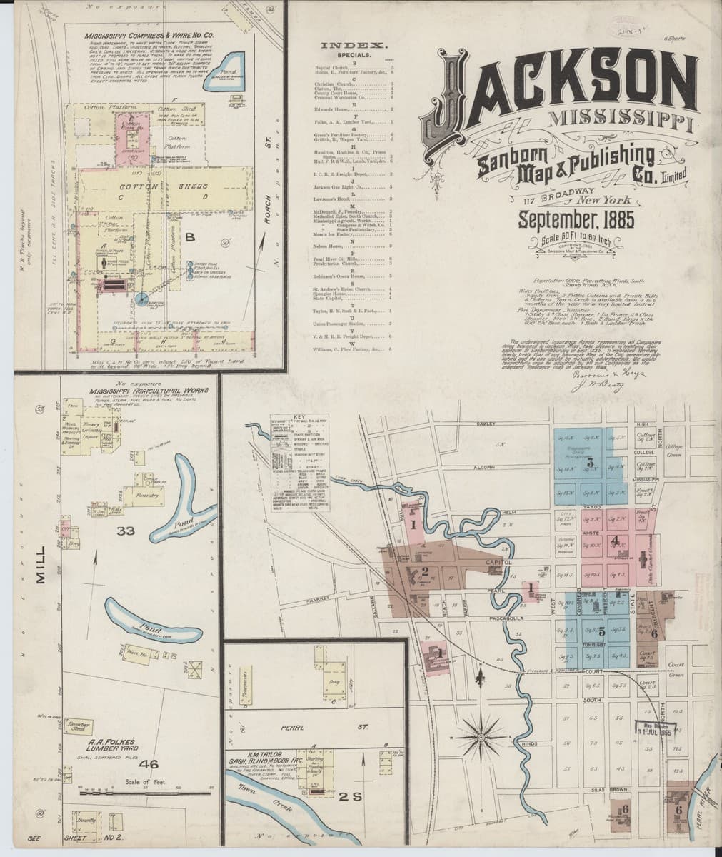Sanborn Fire Insurance Map: Jackson, Mississippi (1885)