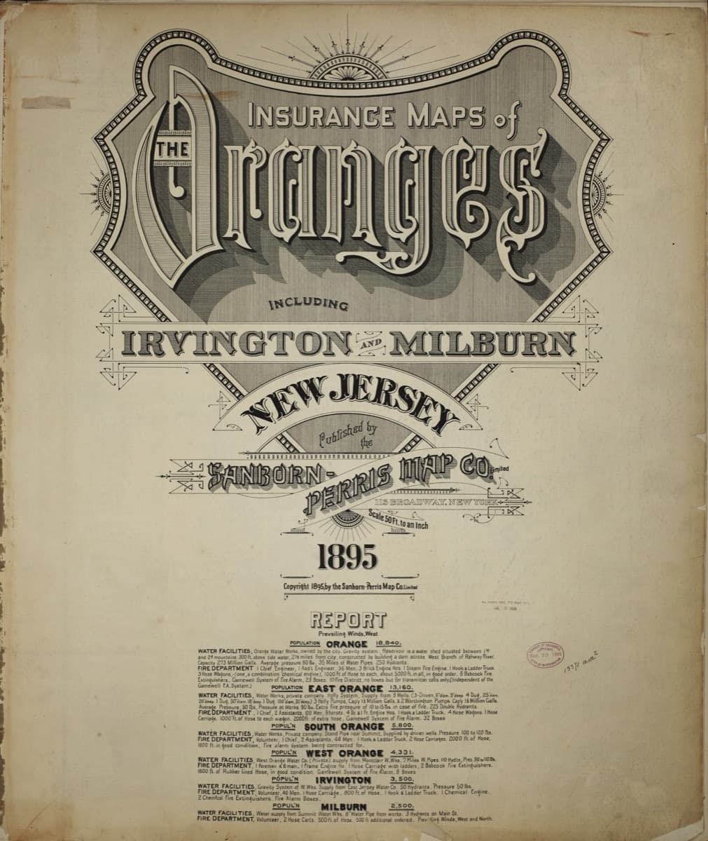 Framed print of The Oranges, New Jersey (1895)