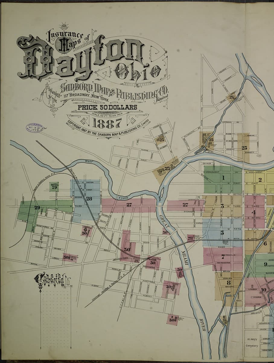 Framed print of Dayton, Ohio (1887)